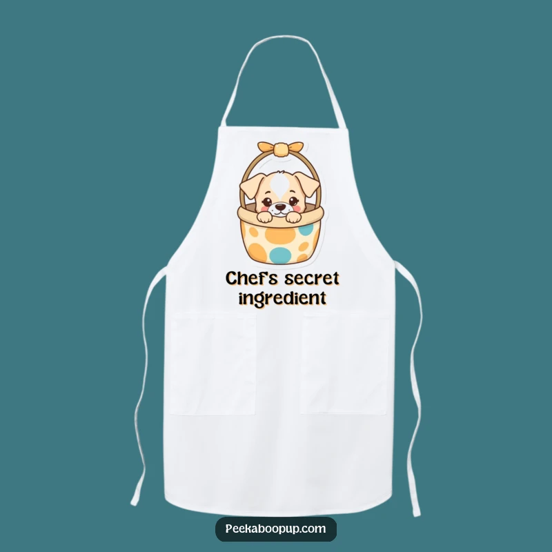 Funny Puppy Toy Basket Apron: Curious Chef's Companion, Hilarious Dog Gift
