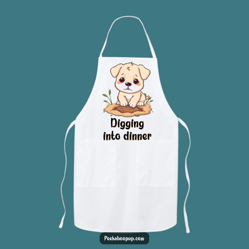 Funny Puppy Digging Apron: Cook with Determined Canine Charm