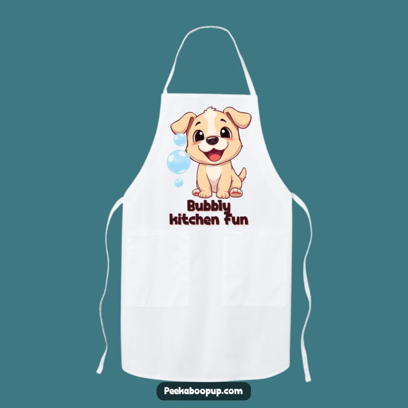 Funny Bubble Puppy Apron: Cheerful Chase Fun, Cook with Joy