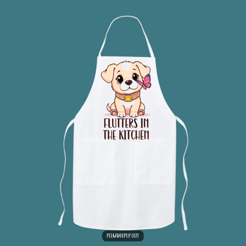 Funny Puppy Butterfly Apron: Whimsical Kitchen Wear for a Charming Cook
