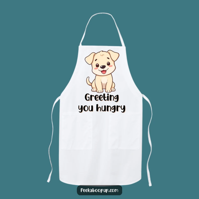 Funny Puppy Greeting Apron: Kitchen Welcome with Hilarious Pup Style
