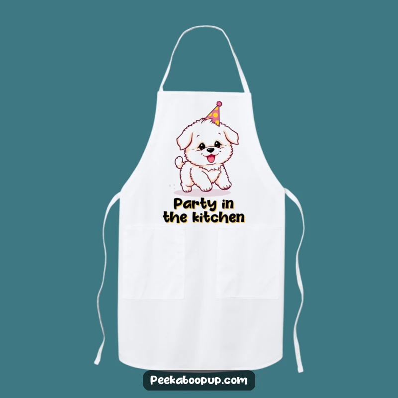 Funny Puppy Party Apron: Tail Chase Fun, Cook with Joy