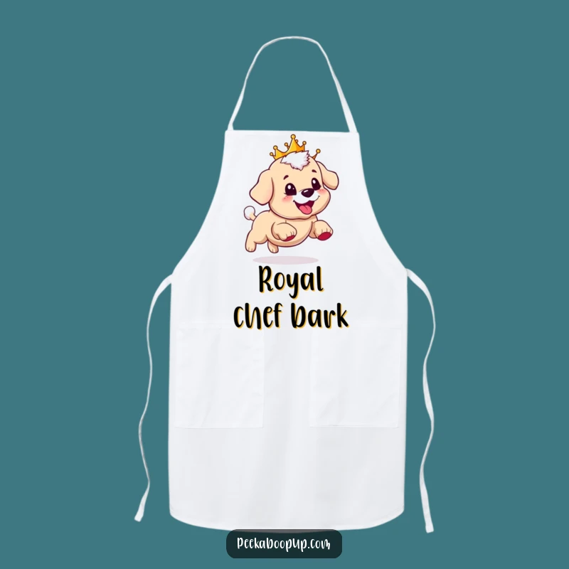 Funny Royal Puppy Apron: Humorous Crowned Pup Kitchen Wear, Excellent Funny Gift