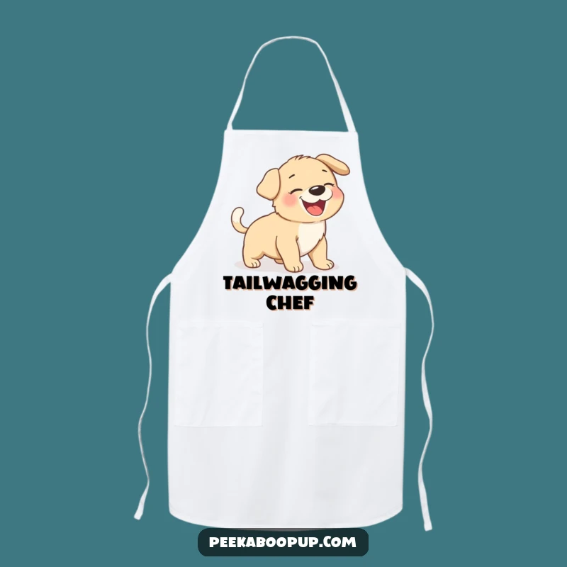 Funny Giggling Puppy Tail Chase Apron - Hilarious Kitchen Fun & Dog Style!