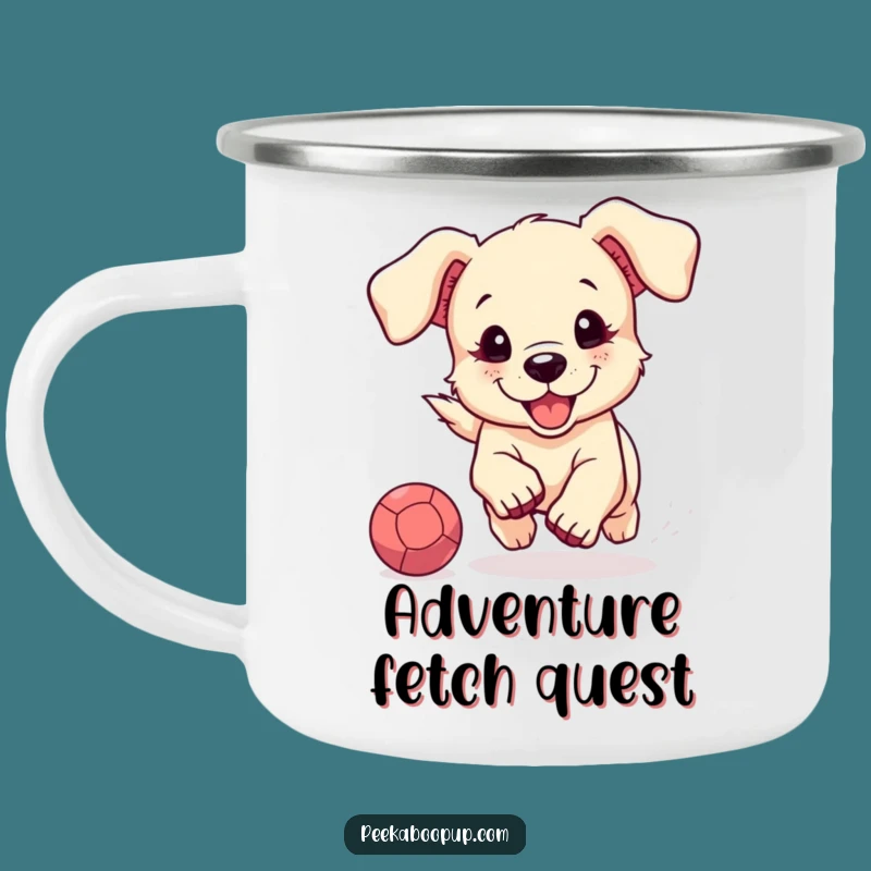 Durable Funny Puppy Ball Chase Camping Mug: Outdoor Adventures with Cute Dogs