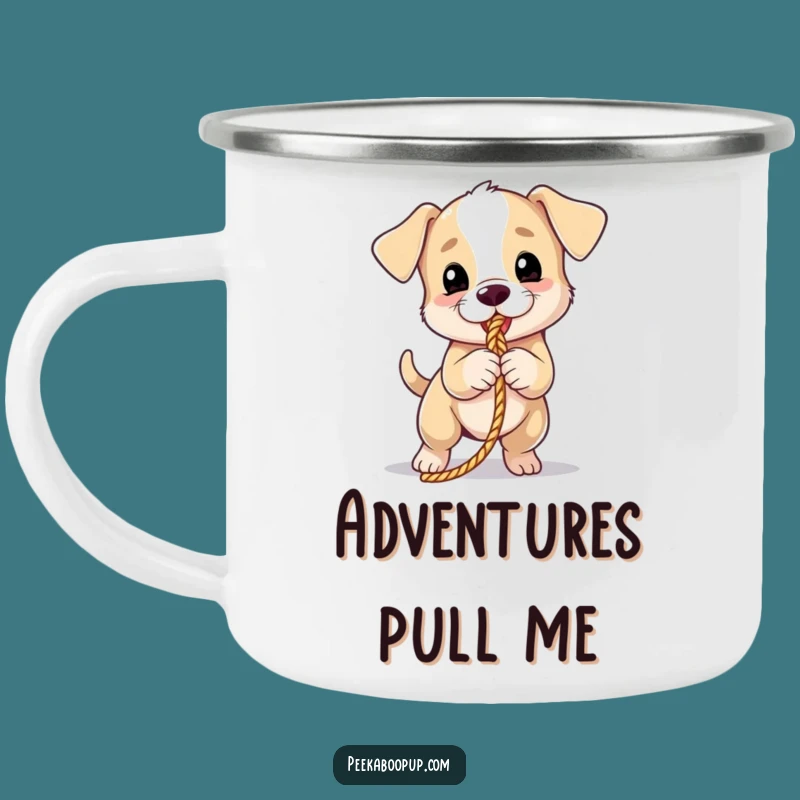 Adventure Funny Puppy Tug Camping Mug
