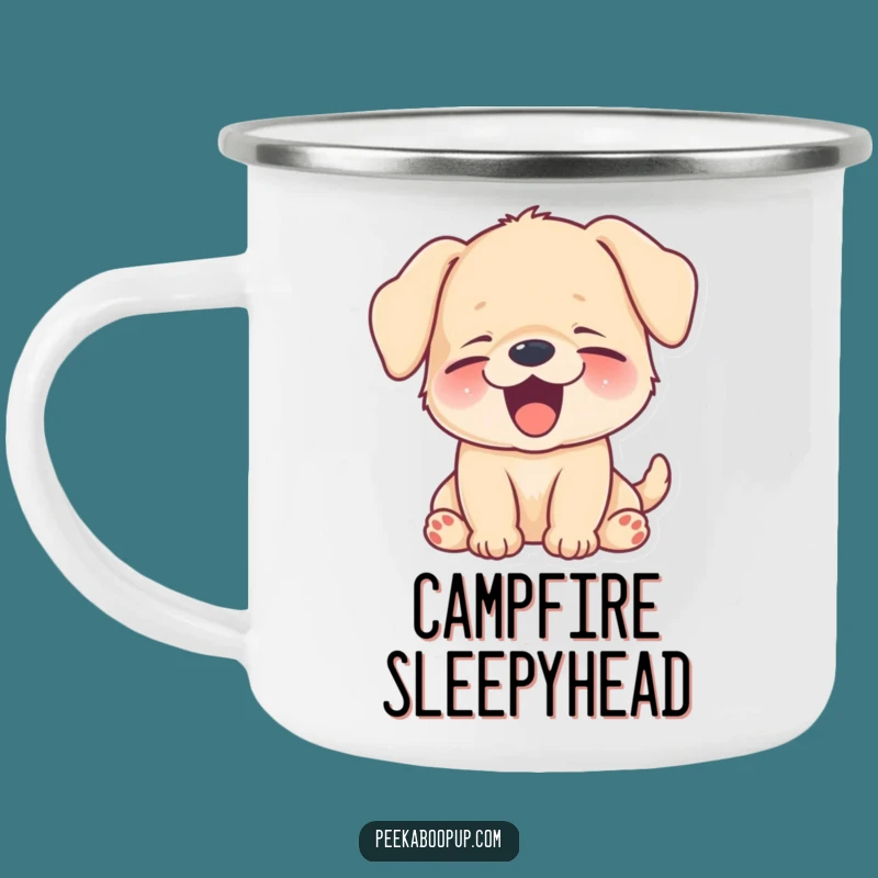 Funny Sleepy Puppy Yawn Camping Mug - Hilarious Outdoor Snooze Companion!