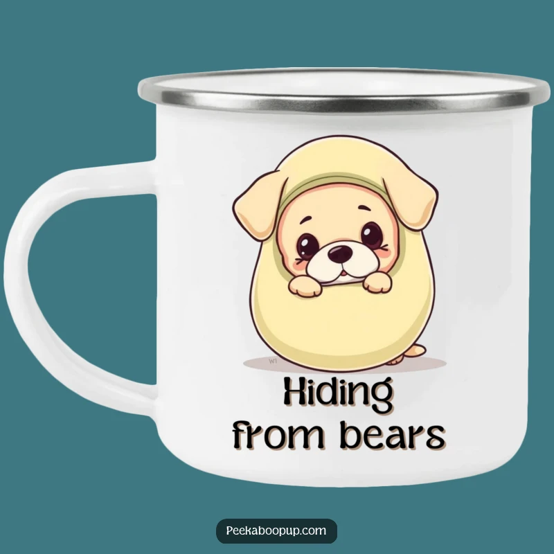 Durable Funny Puppy Camping Mug - Peek Out for Adventure!