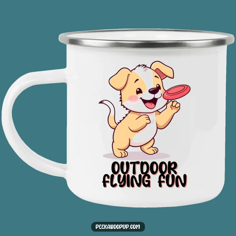 Durable Funny Puppy Frisbee Camping Mug: Adventure Fuelled by Playful Pups