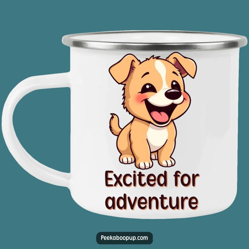 Funny Happy Puppy Camping Mug: Your Cheerful Companion Outdoors