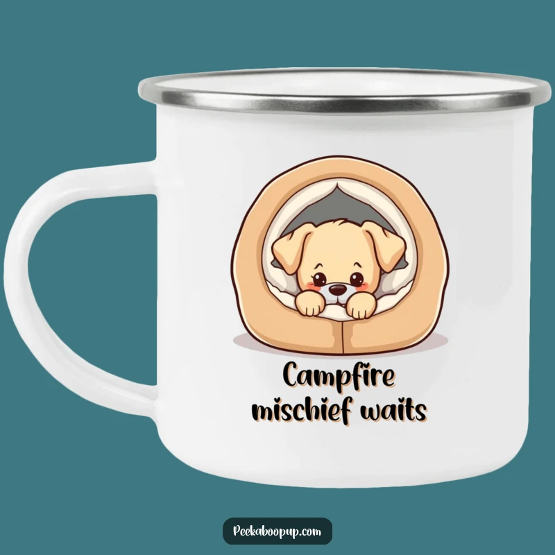 Funny Camp Mischief Mug - Cozy Peek, Outdoor Fun, Humorous Dog Gift!