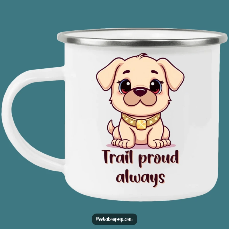 Funny Proud Puppy Sparkle Camping Mug: Durable Humor for Confident Adventures