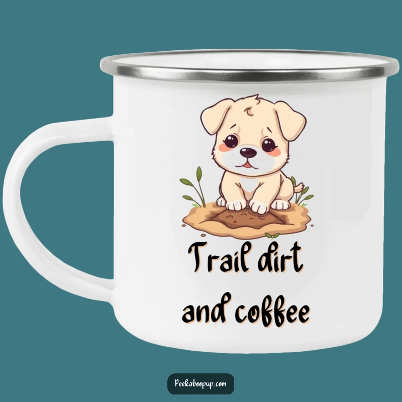 Funny Puppy Digging Camping Mug: Adventure with a Determined Pup