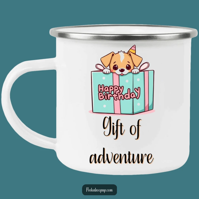 Funny Puppy Gift Camping Mug: Peek-a-Boo Surprise Fun!