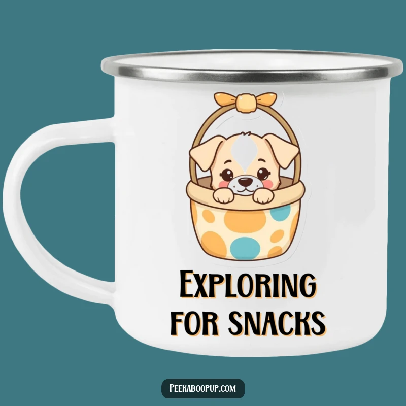 Funny Puppy Toy Basket Camping Mug: Curious Adventure Cup, Hilarious Gift