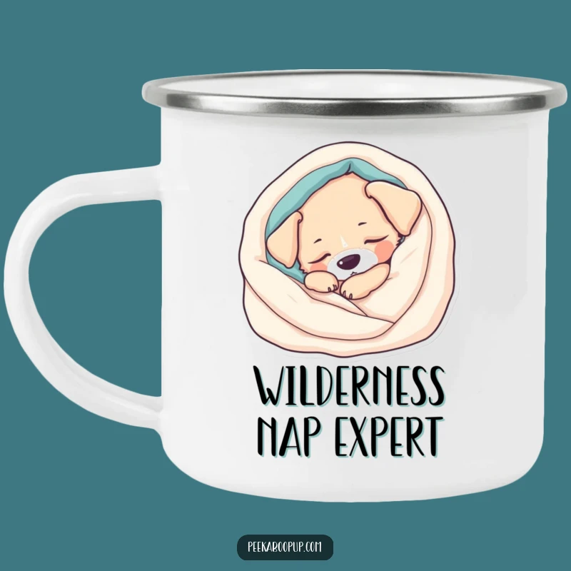 Funny Sleepy Puppy Camping Mug: Cozy Campfires & Peaceful Outdoor Moments