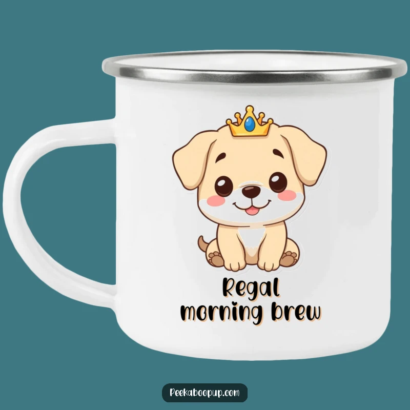 Funny Royal Puppy Camping Mug - Durable Crowned Dog Gentle Smile Outdoor Funny Gift