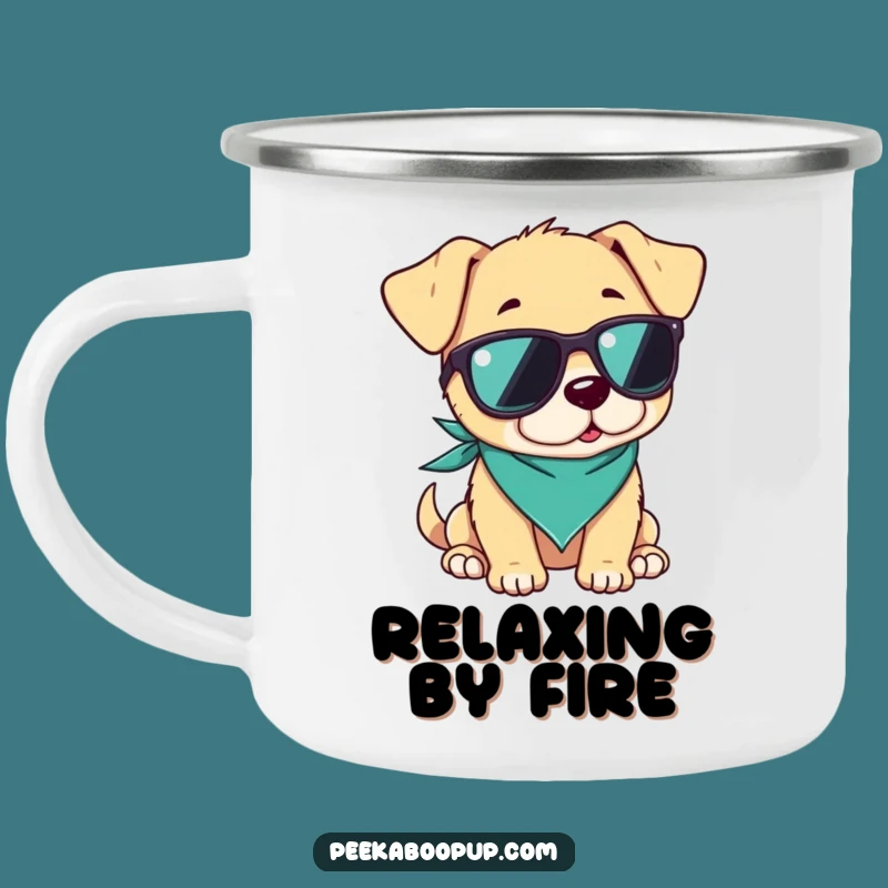 Funny Cool Puppy Sunglasses Camping Mug, For Relaxed Outdoor Adventures Gift