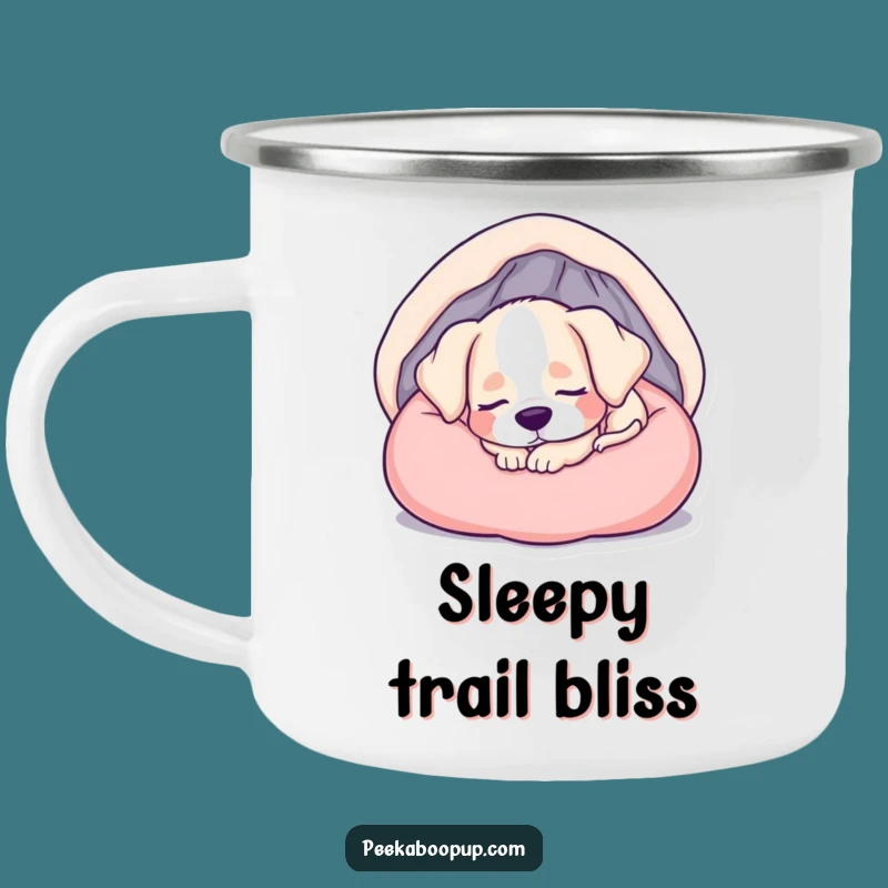 Funny Sleepy Puppy Camping Mug: Cozy Humor for Your Outdoor Adventures
