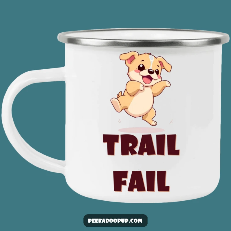 Funny Puppy Trip Camping Mug - Adventure with a Clumsy Leap