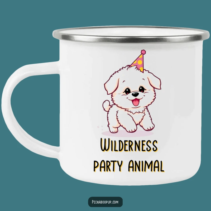 Funny Puppy Party Camping Mug: Tail Chase, Adventure Ready!