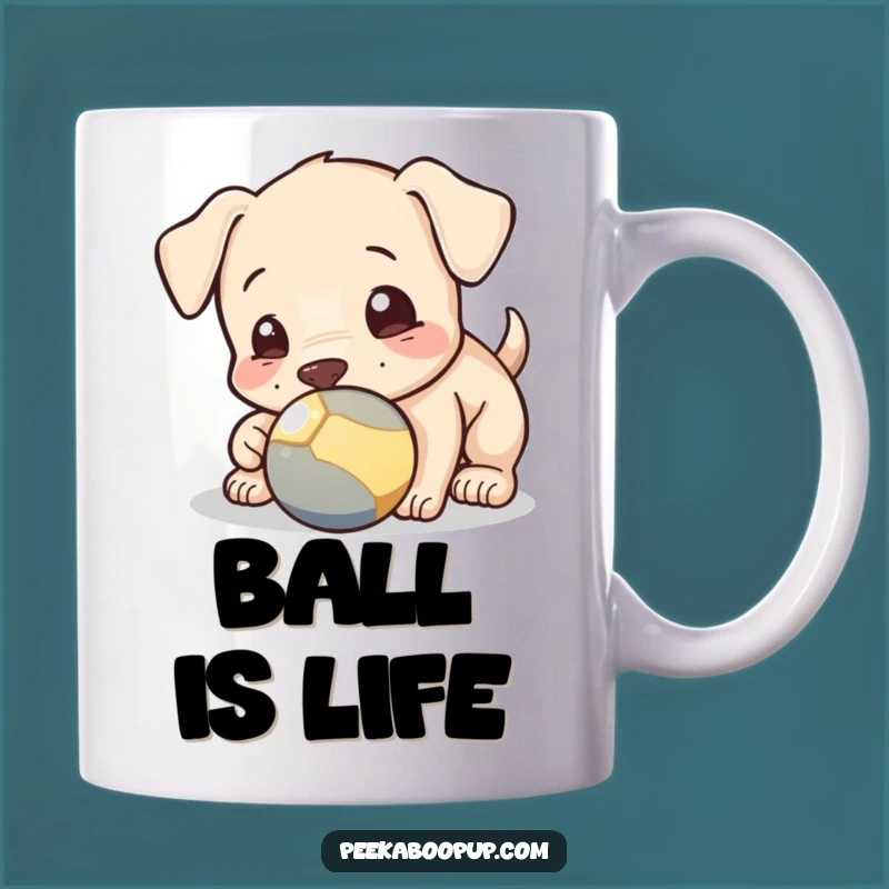 Funny Puppy Ball Mug - Playful Pup's Nose Nudge Gift
