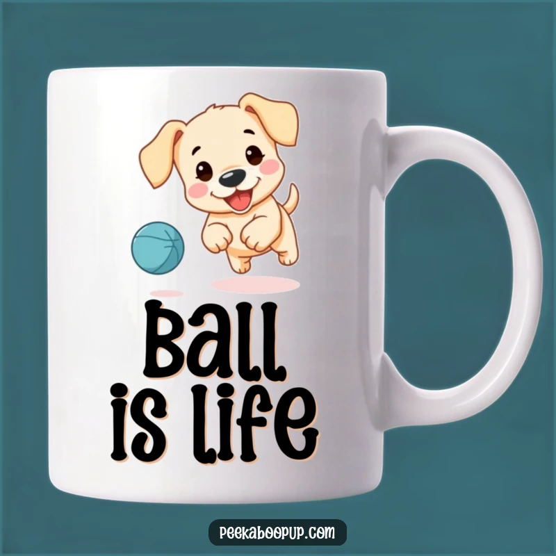 Funny Puppy Ball Chase Mug - Floppy Ears Joy, Perfect Humorous Dog Lover Gift!