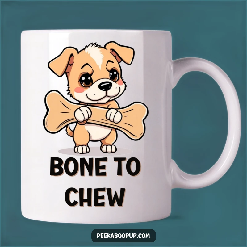 Funny Determined Puppy Giant Bone Mug: Humorous Effort, Perfect Gift