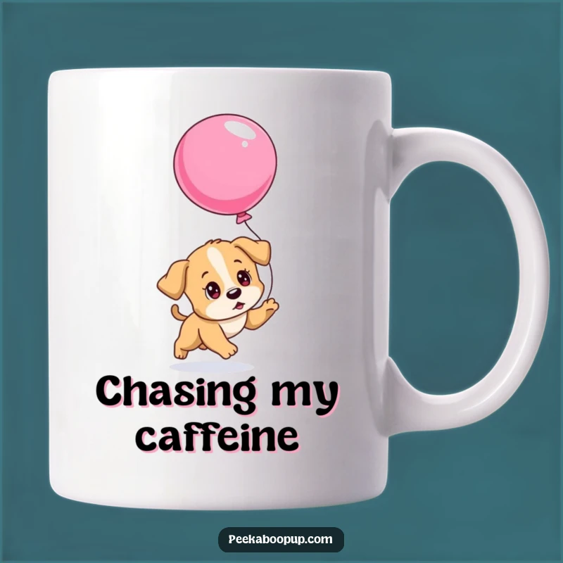 Funny Determined Puppy Balloon Mug, Hilarious Gift for Persistent Pet Lovers