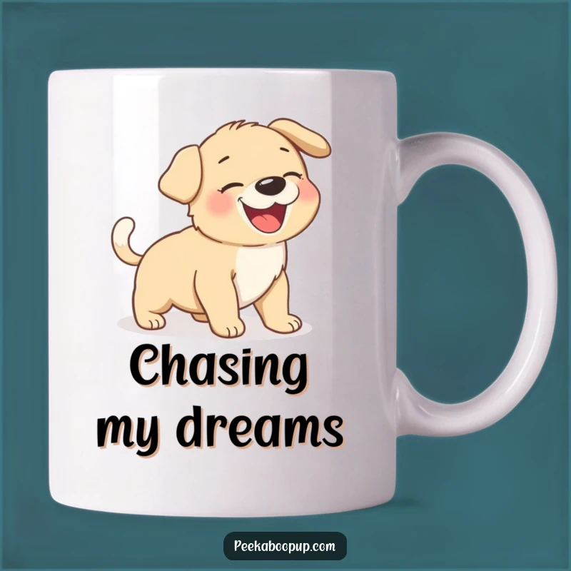 Funny Giggling Puppy Tail Chase Mug - Hilarious Pet Lover's Joyful Gift!