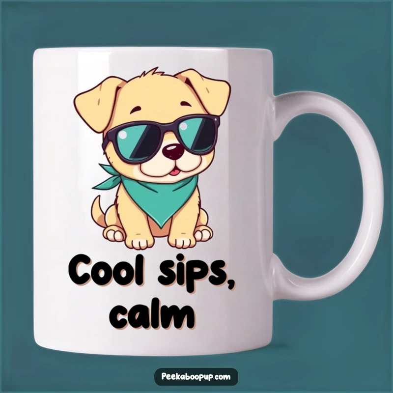 Funny Cool Puppy Sunglasses Mug, Relaxed Gift for Laid-Back Pet Lovers