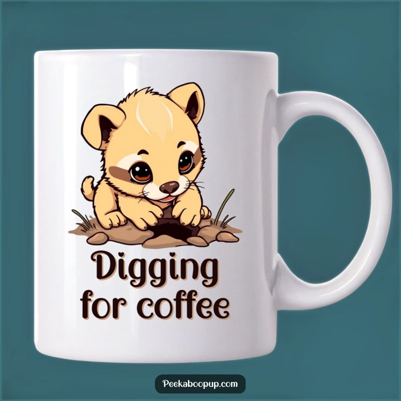 Funny Determined Puppy Mug - Adorable Digging Dog Humorous Gift