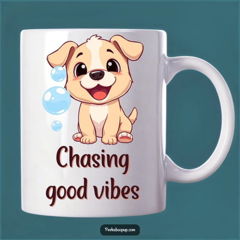 Funny Bubble Puppy Mug: Cheerful Chase Design, Joyful Gift
