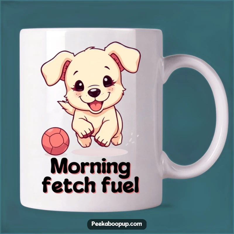 Funny Puppy Chasing Ball Mug: Adorable Floppy-Eared Dog Gift for Pet Lovers
