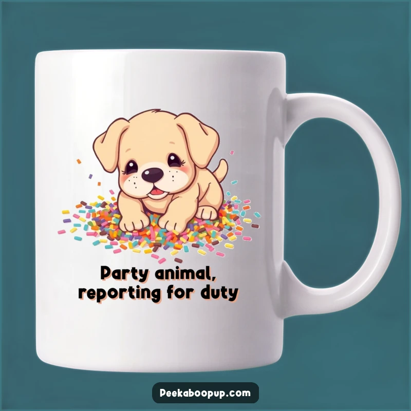 Funny Puppy Confetti Dig Mug: The Perfect Humorous Gift for Dog Lovers