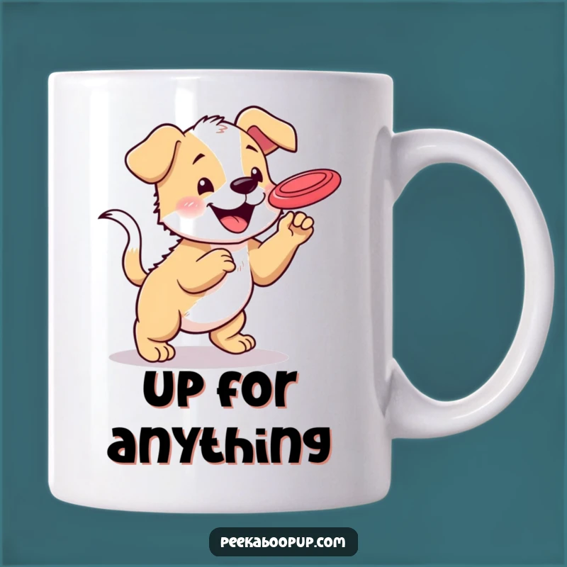 Funny Puppy Frisbee Mug: Enthusiastic Dog Gift for Park and Play Lovers