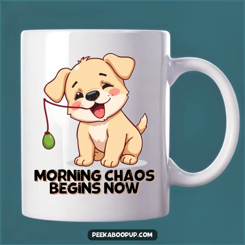 Funny Puppy Mug: Adorable Dog Batting String Gift for Playful Pet Lovers