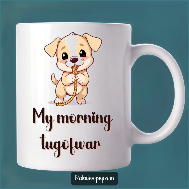 Funny Puppy Tug-of-War Mug