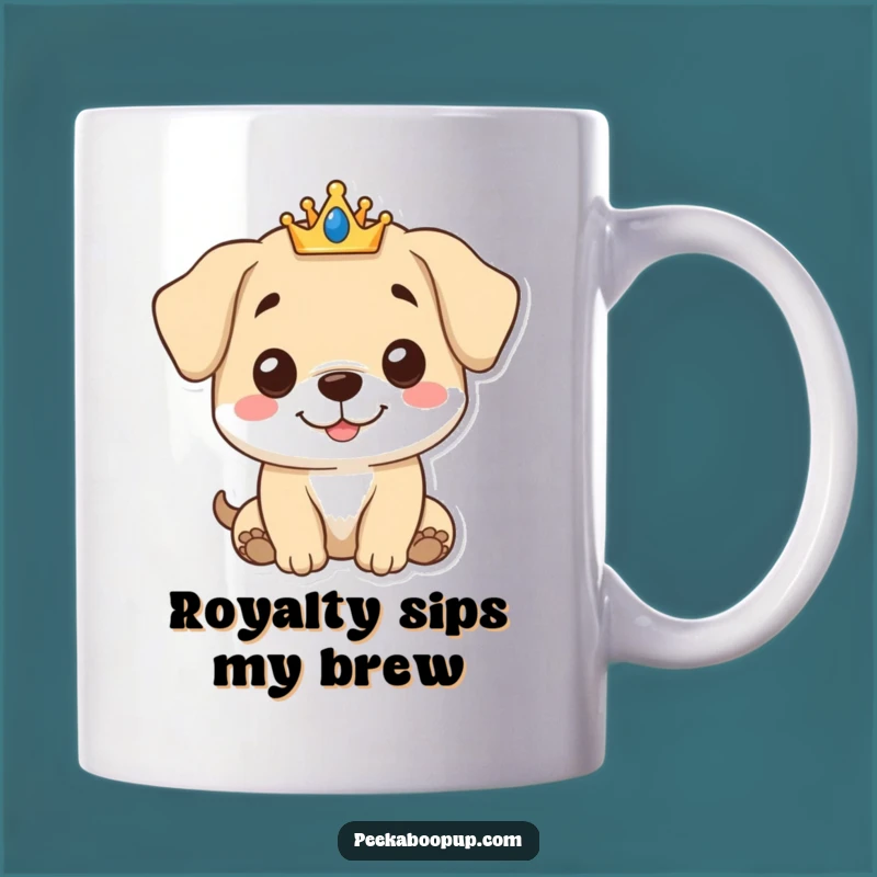 Funny Royal Puppy Mug - Adorable Gentle Smile Crown King Puppy Funny Gift