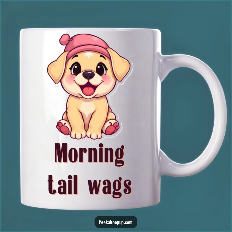 Funny Giggling Puppy Mug - A Hilarious Hat-Wearing Pup for Your Coffee!