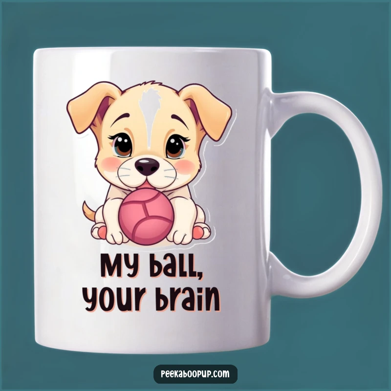 Funny Puppy Nudging Ball Mug: The Perfect Playful Pup Gift for Dog Lovers
