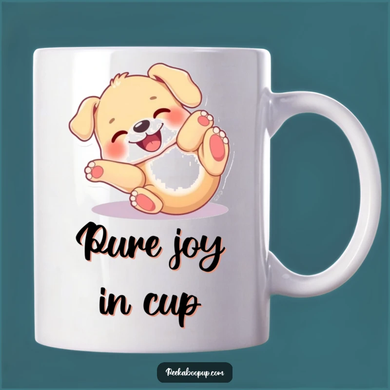 Funny Happy Puppy Roll Mug - Joyful Dog Rolling Delightful Funny Gift