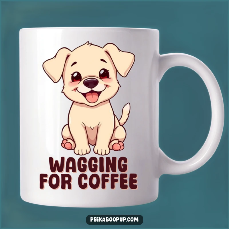 Funny Happy Puppy Wagging Tail Mug - Floppy Ears Grin Gift!
