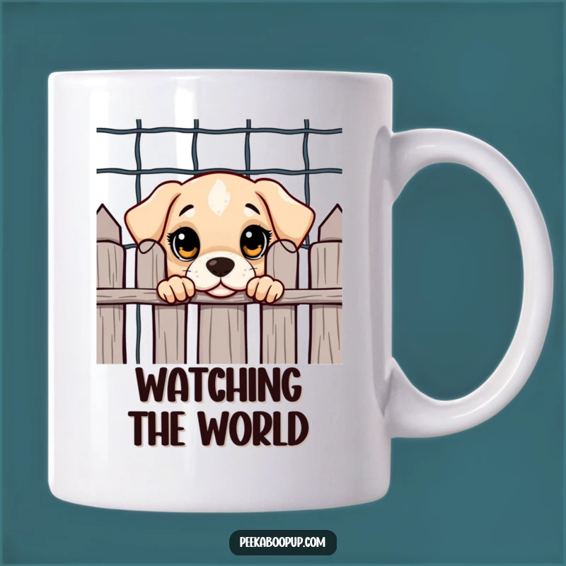 Funny Puppy Peeking Mug: Adorable Dog Gift for the Curious and Cautious