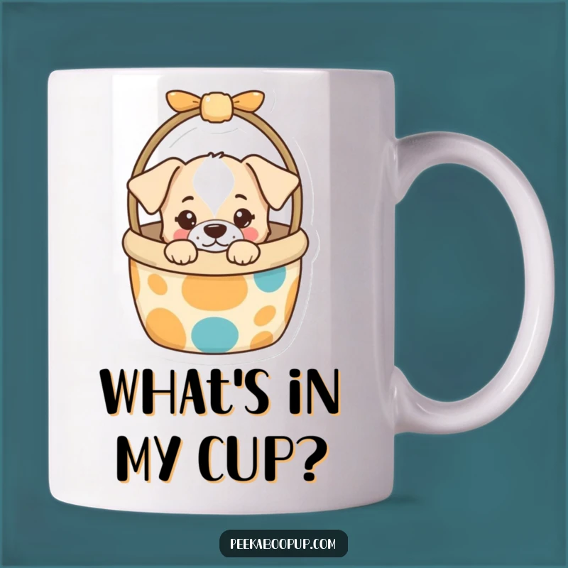 Funny Puppy Toy Basket Mug: Curious Canine Peek, Hilarious Dog Lover Gift