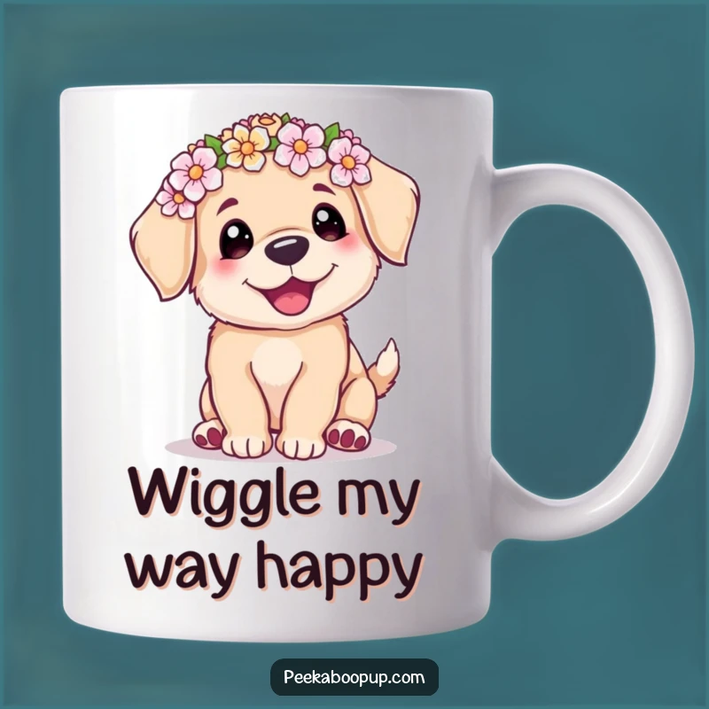 Funny Cute Puppy Flower Crown Wiggle Mug: The Perfect Joyful Gift