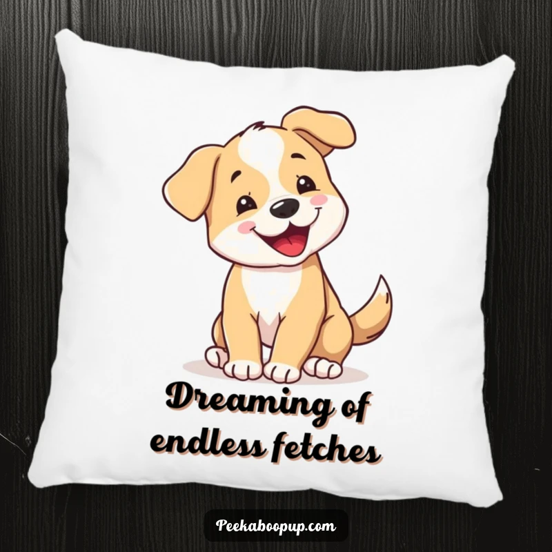 Funny Pillow: A plush cushion featuring a happy puppy energetically spinning with its tail wagging. Adds a humorous touch.