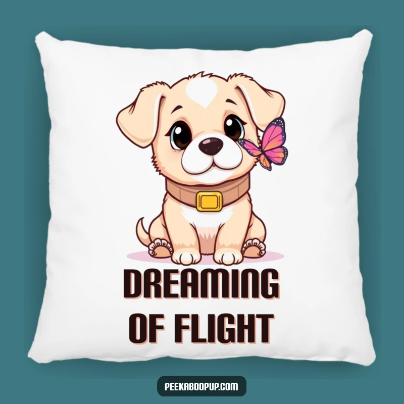 Funny Puppy Butterfly Pillow: Cozy Comfort with a Charming Oversized Collar Pup