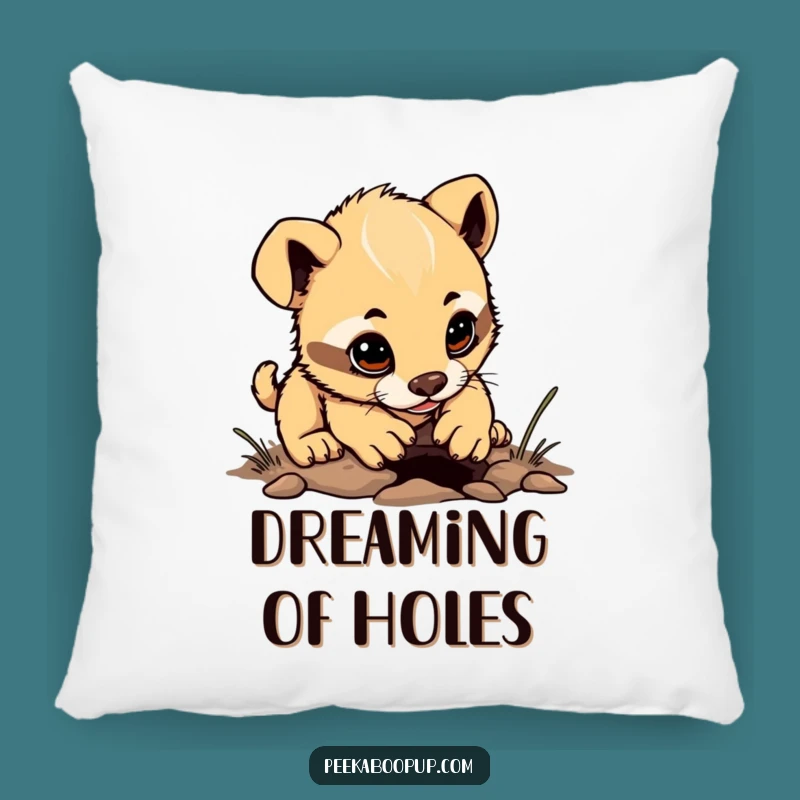 Funny Puppy Digging Pillow - Cozy Determined Cushion Humorous Gift