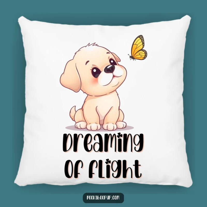 Funny Puppy Butterfly Pillow - Cozy Curious Puppy Accent